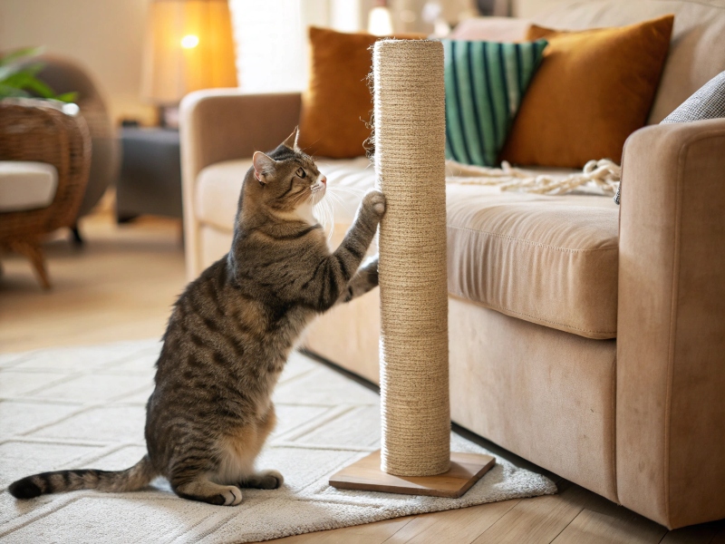 images d'un chat qui griffe un arbre à chat