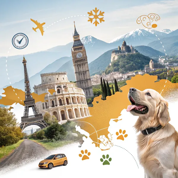 image carree de l article voyager avec son chien en europe